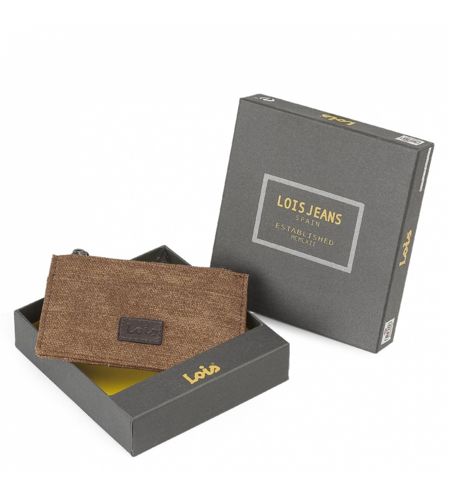 Carteira porta-cartões Lois com proteção RFID, modelo LOIS 203622, cor camelo.