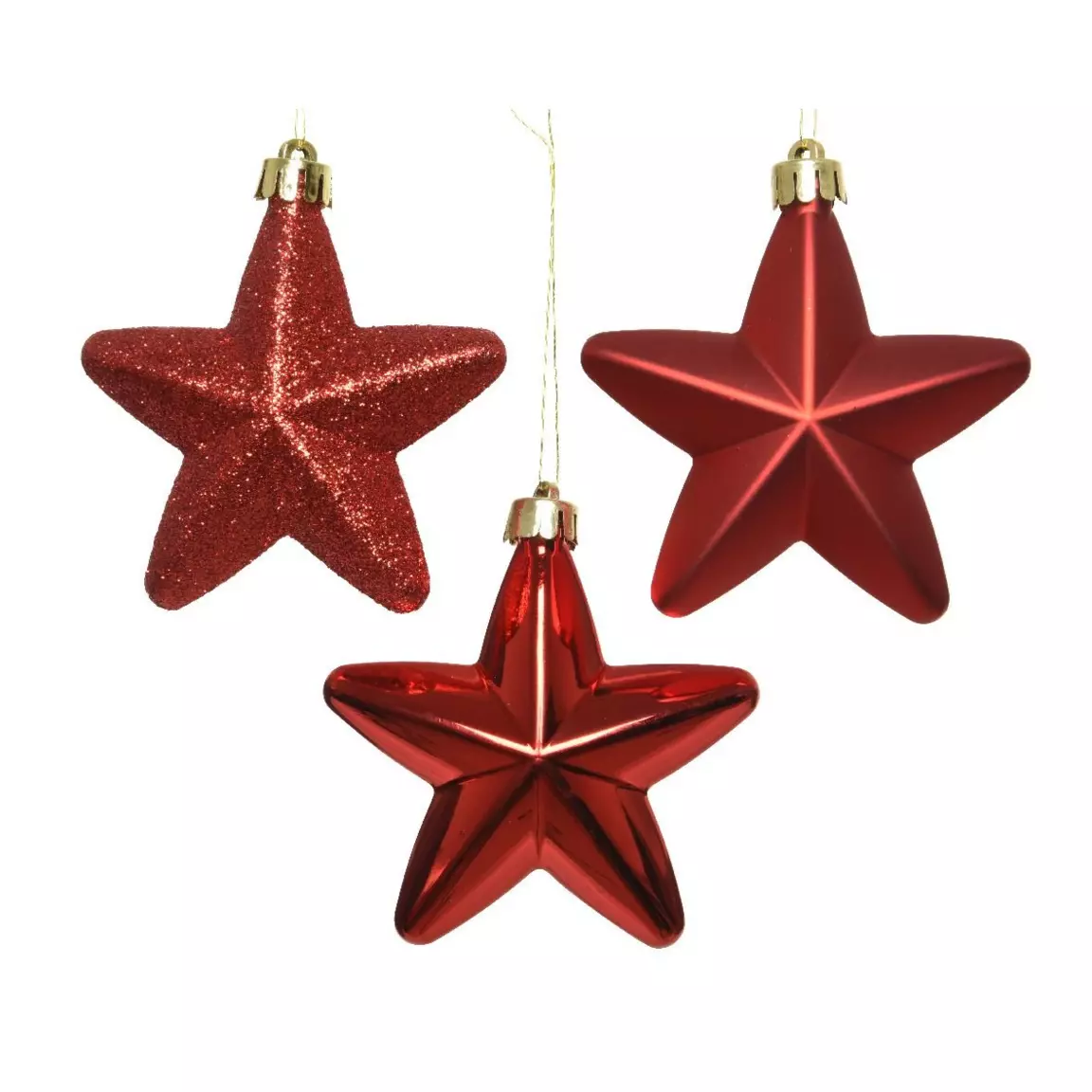 Lot de 6 étoiles de Noël à  suspendre (H7 cm) Alpine Rouge