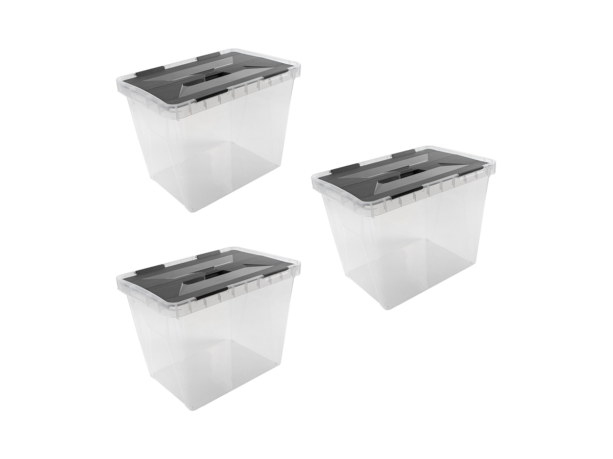 Sunware onyx opbergbox 25l set van 3 - transparant