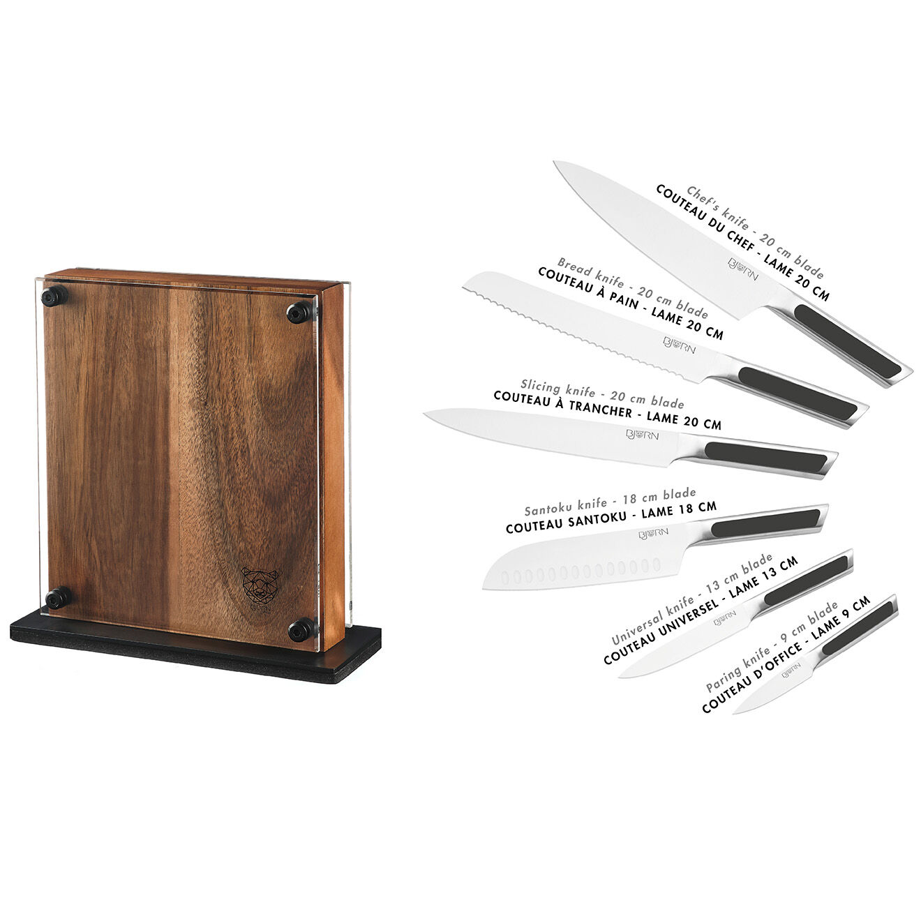 Bjorn Bloc avec couteaux de cuisine Loki Rauma inox mat - 7 pièces