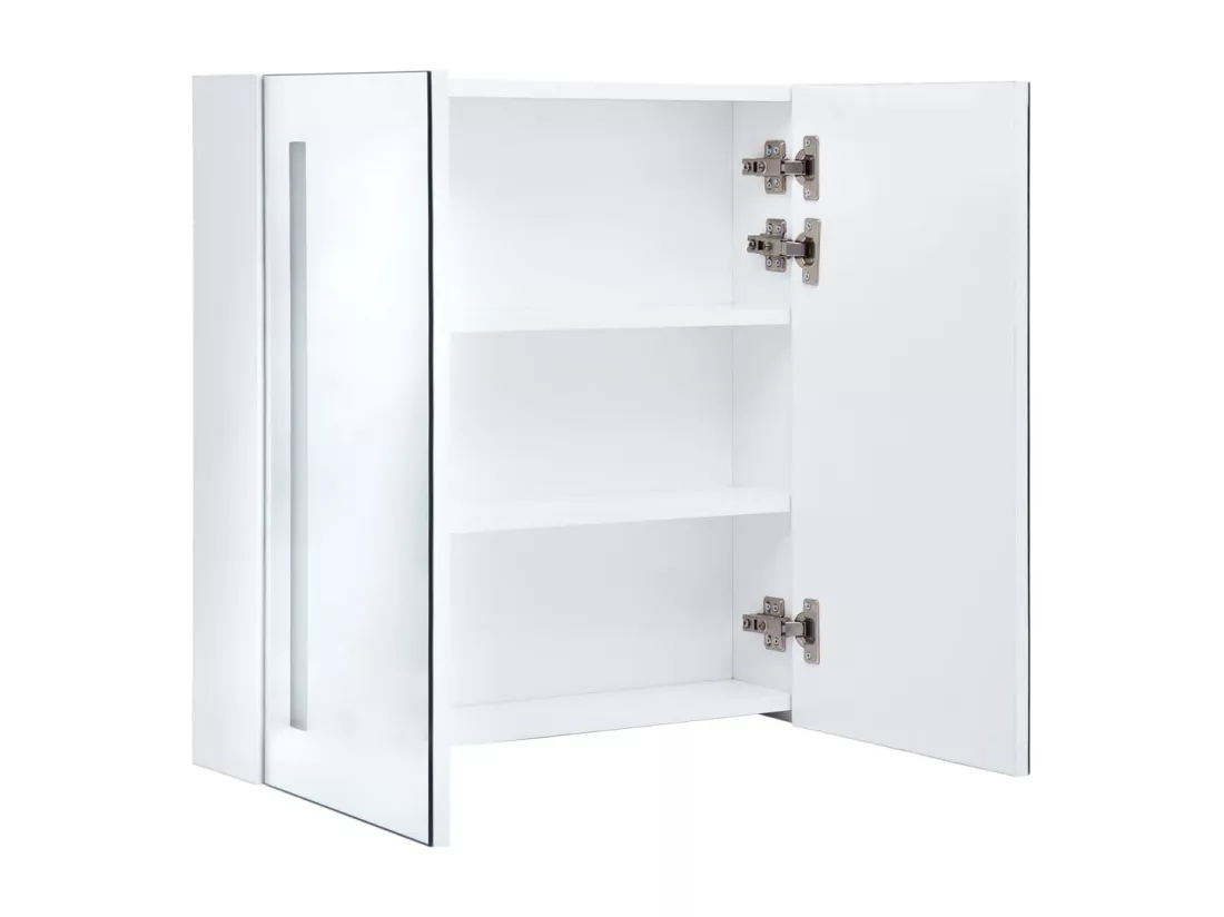 Armoire de salle de bain à miroir LED 60x14x62 cm