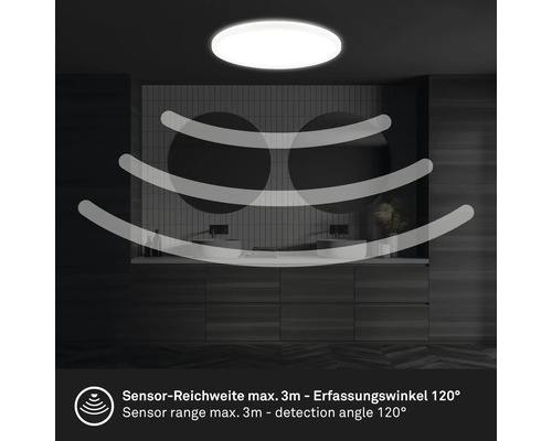 LED Sensor Plafondlamp IP44 22W 3000 lm 4000 K HxØ 3x42 cm Slank Wit + Achtergrondverlichting