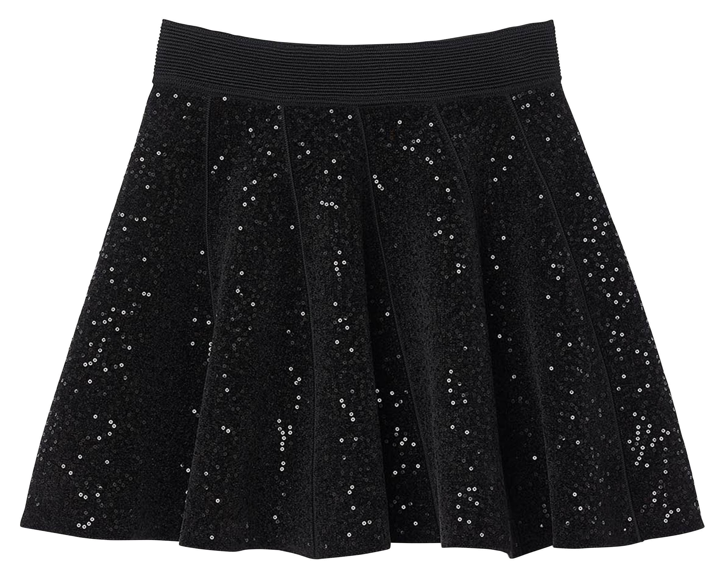Jupe courte patineuse à paillettes | Noir