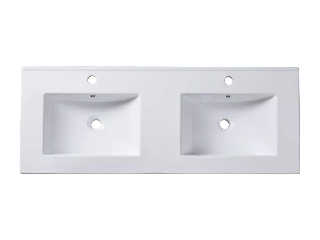 Vasque à encastrer blanche rectangle en céramique - 122 x 46,5 cm - MOTIAC