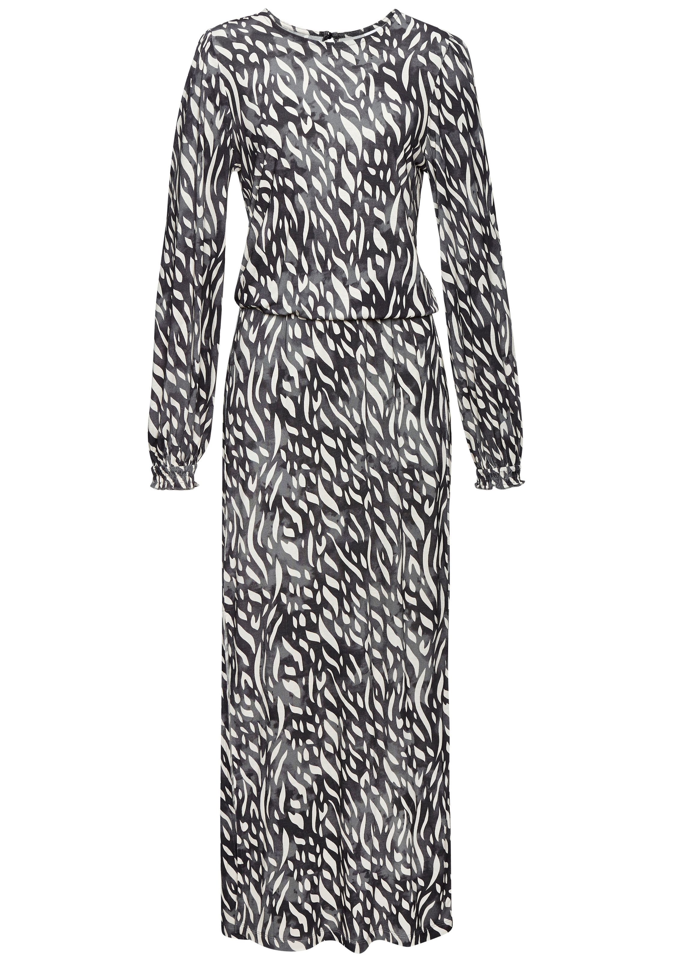 LASCANA Maxikleid mit seitlichem Schlitz, Jerseykleid im Alloverprint