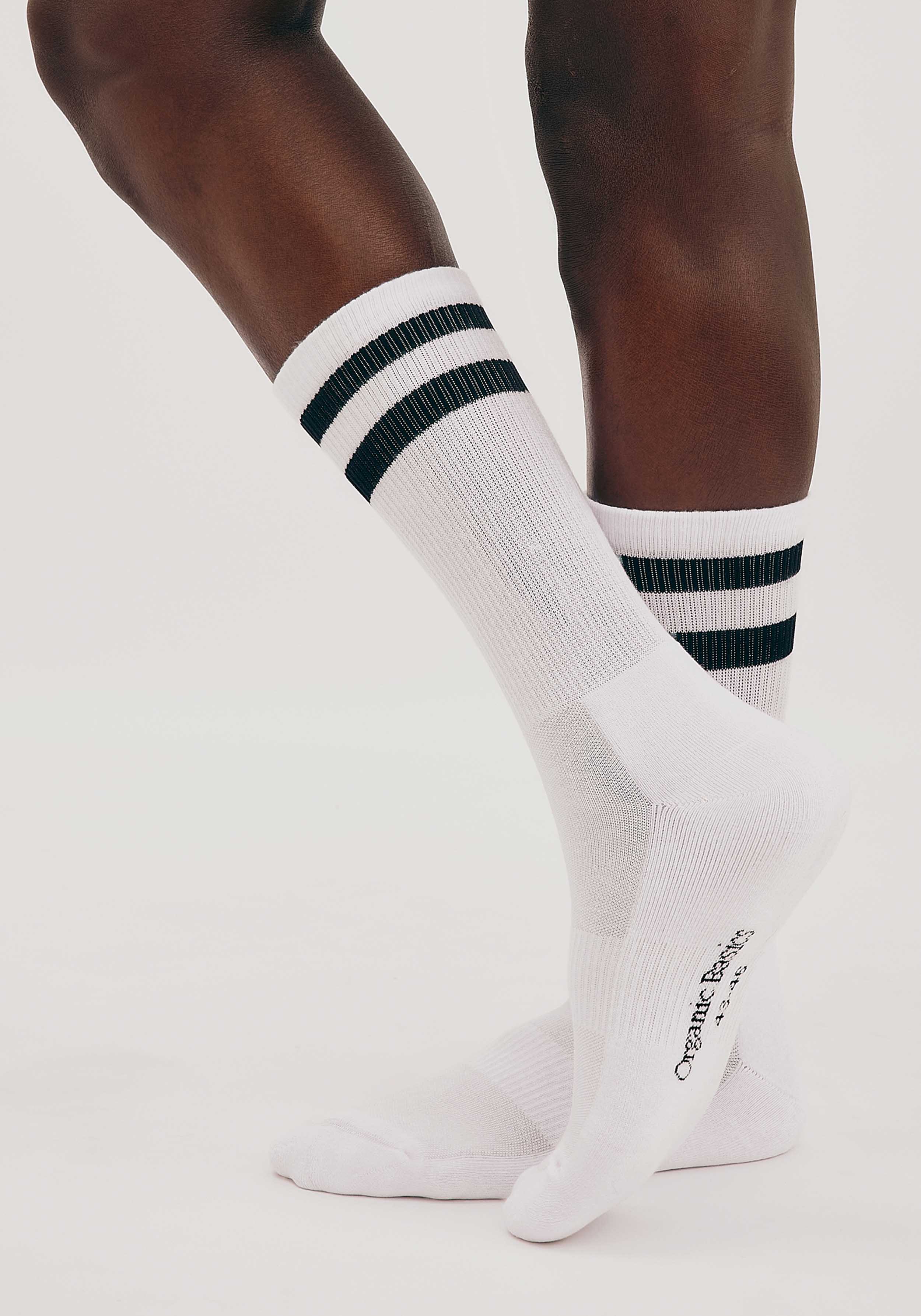 Organic Basics 3er-Pack Socken Core Stripe Crew Socks White/Black
