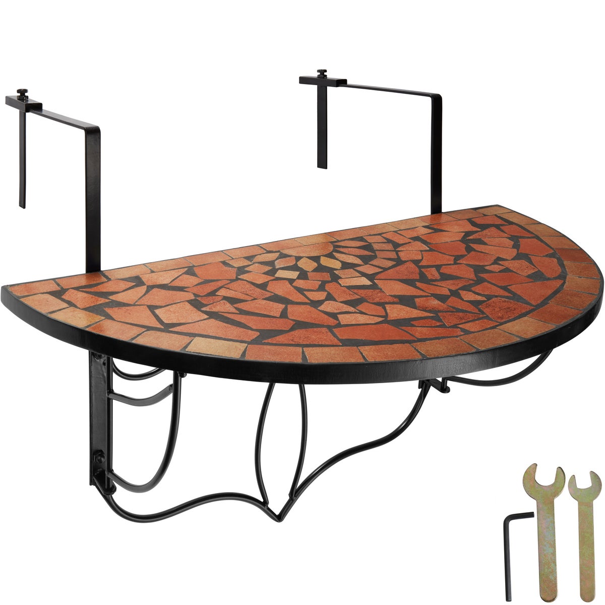 Balkontafel tectake staal, mozaïek en cement 75 x 65 x 62 cm