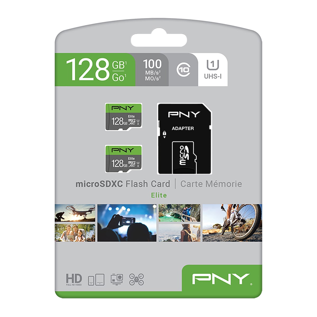 PNY Elite MicroSD-kort 128 GB (2-pakning)
