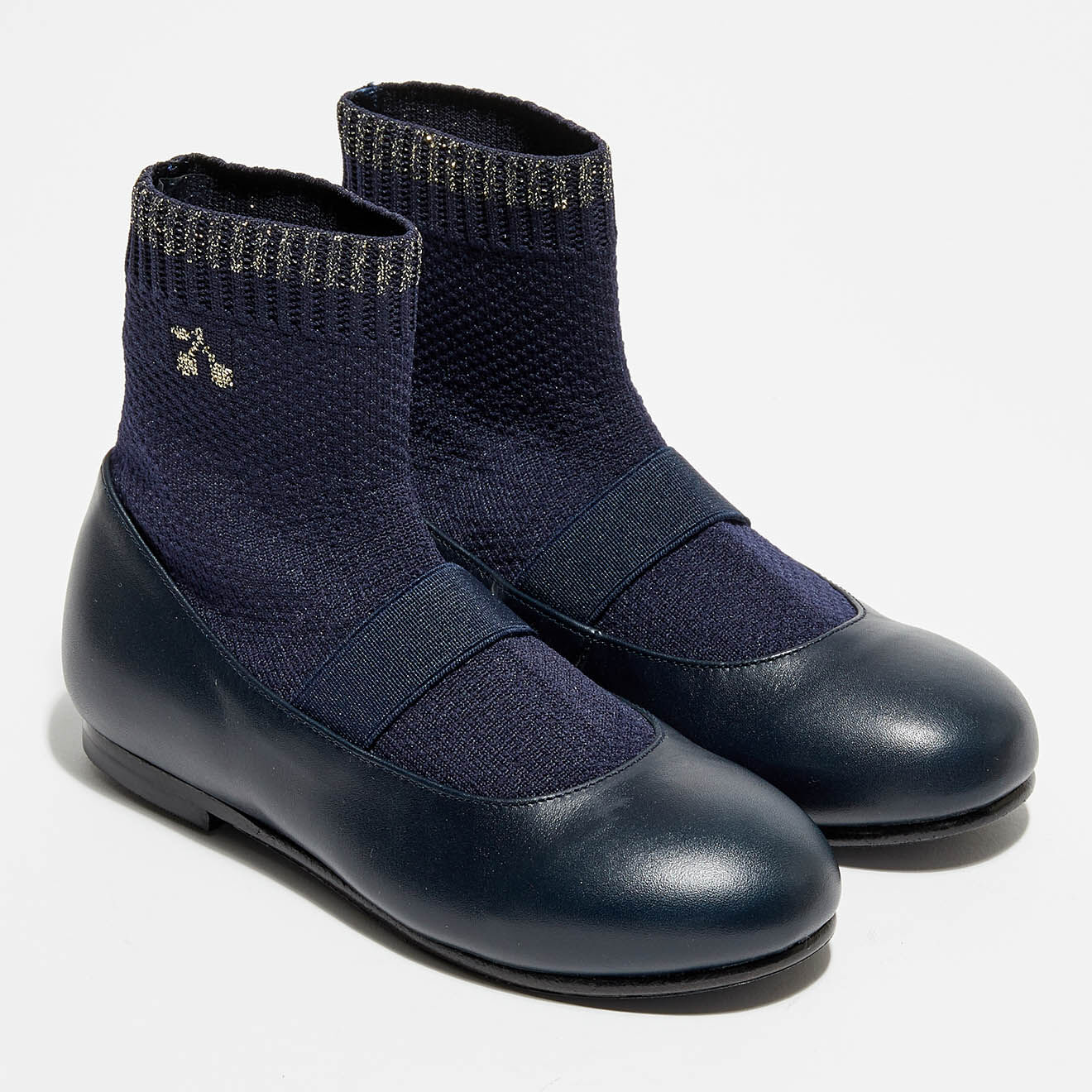 Bonpoint Ballerines en Cuir avec chaussettes Lula marine