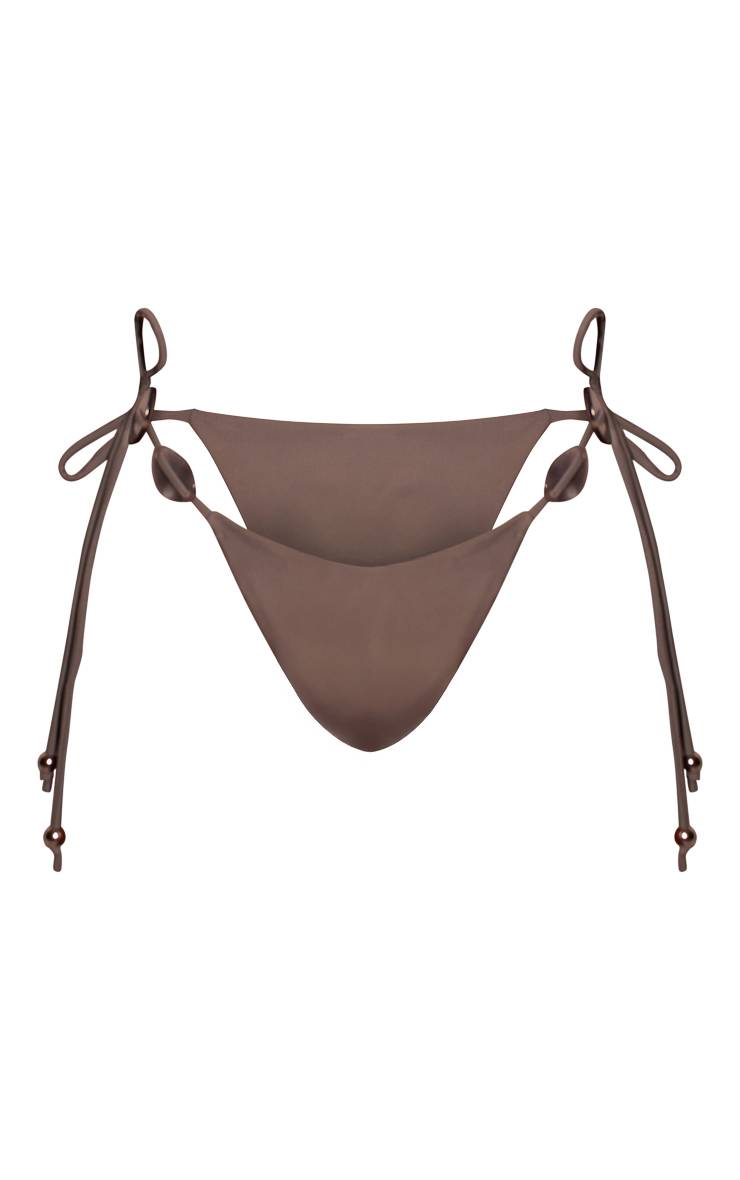Gris Bas De Bikini Tangas À Ornements De Perles Plates