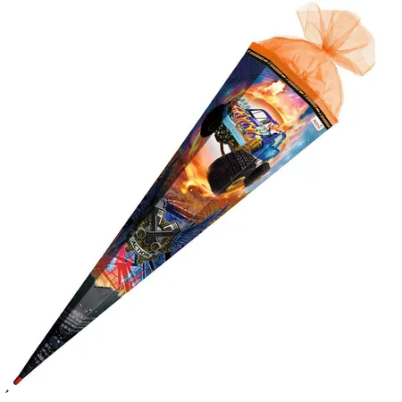 Roth Motiv-Schultüte, Monstertruck Fire, 85cm, eckig, Rot(h)-Spitze, Tüllverschluss, Spezialborte