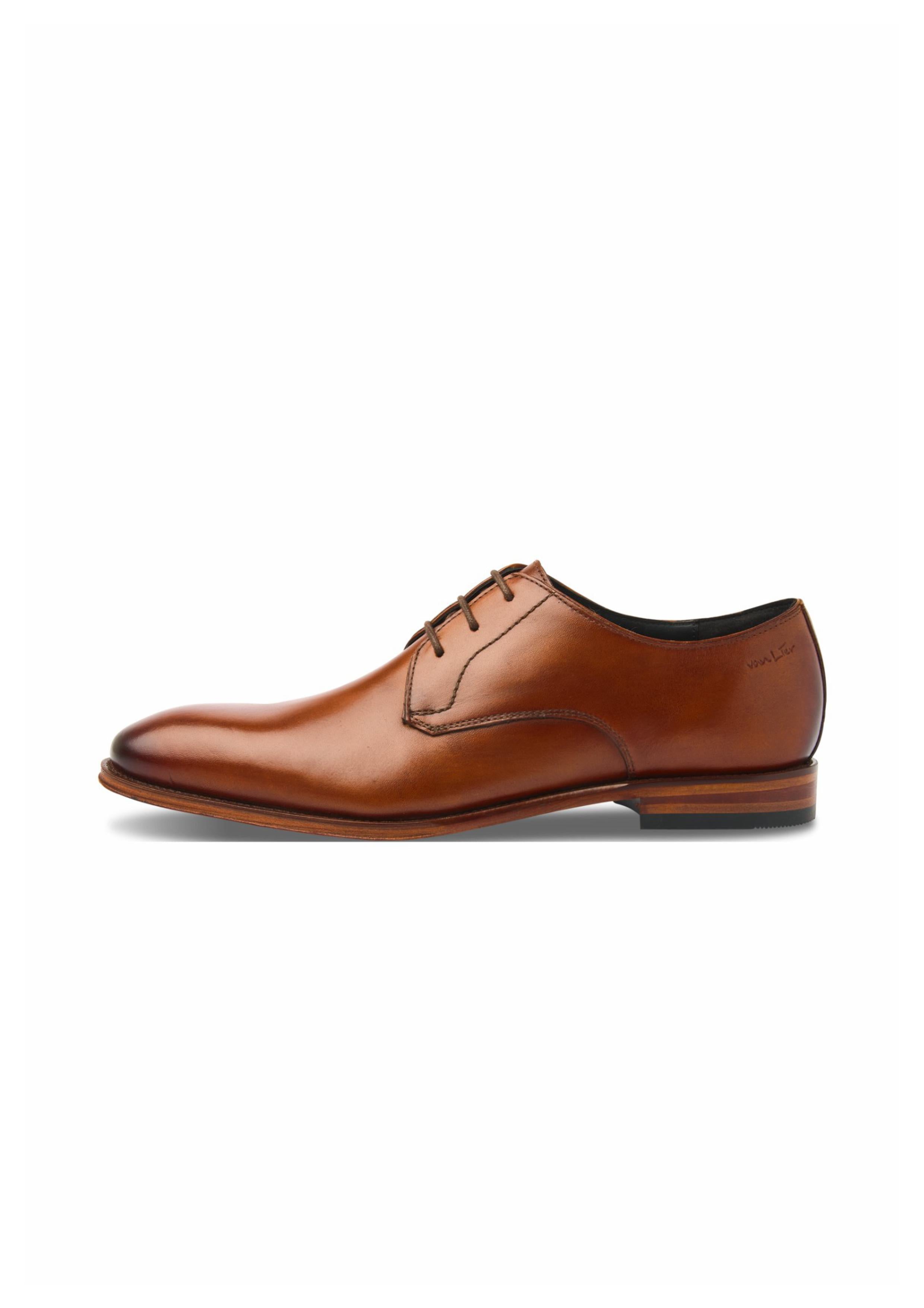 Cognac gladleren Madison veterschoen
