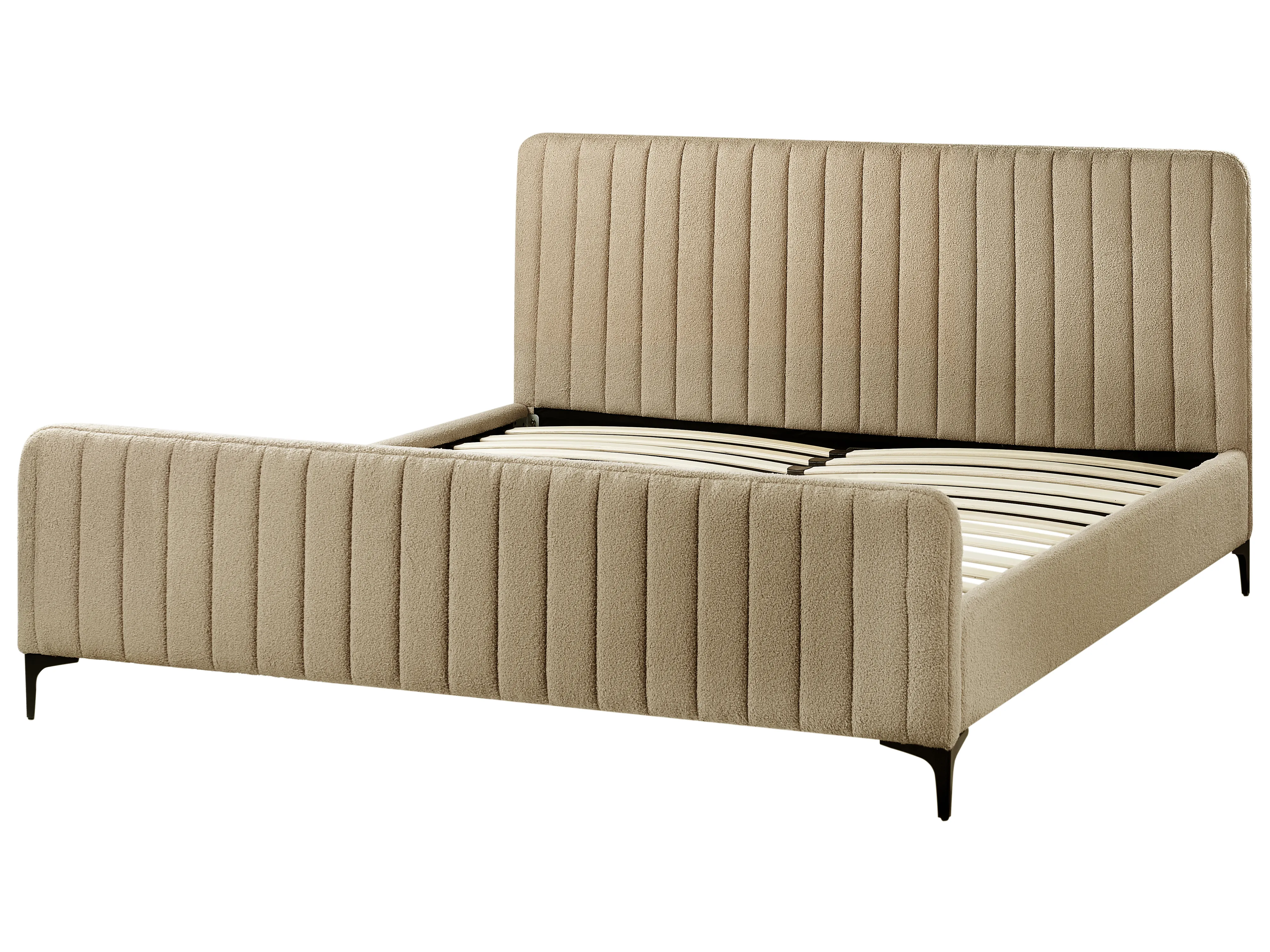 Bed Bouclé LUNAN 180 x 200 cm Taupe