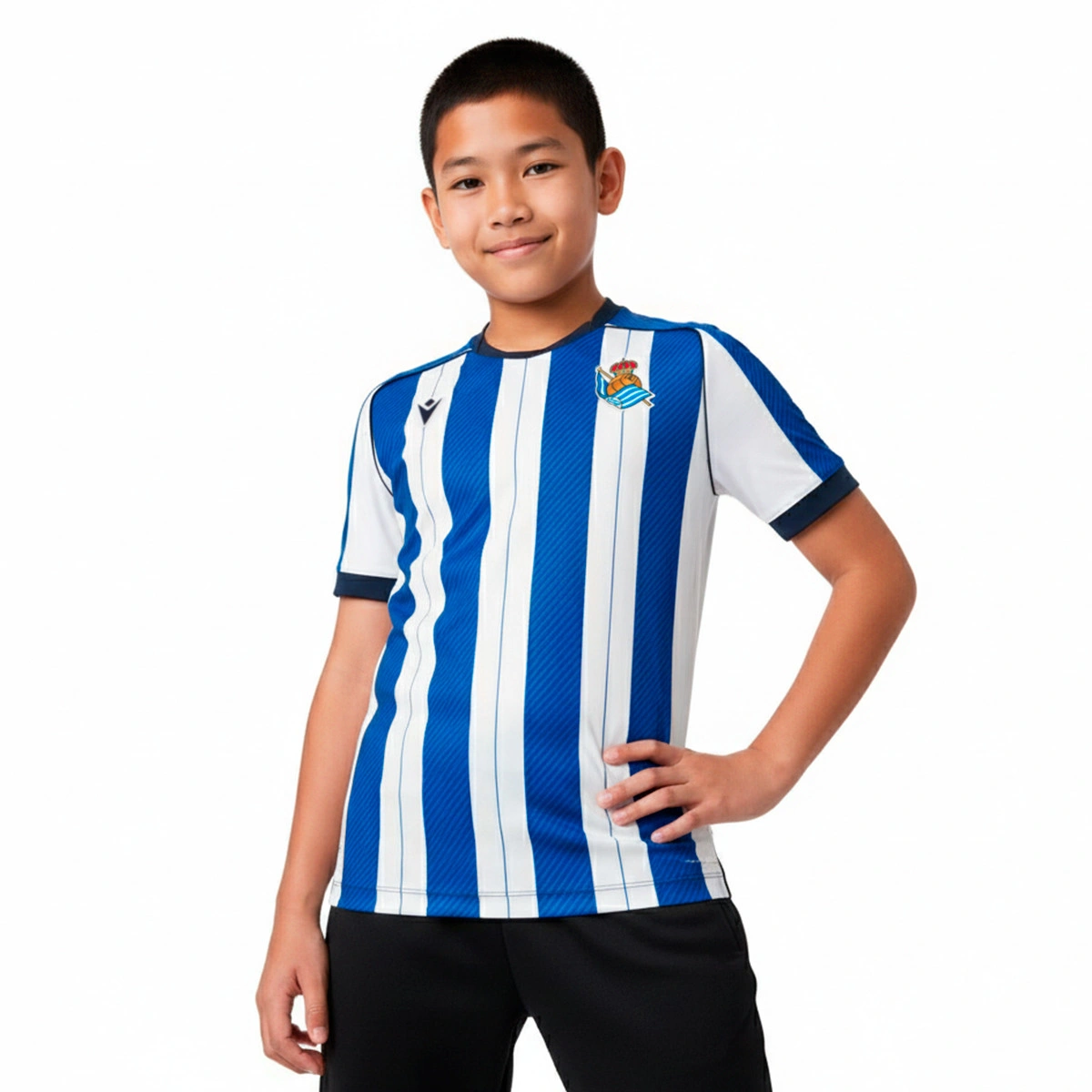 Camisola Macron Real Sociedad Primeiro Equipamento 2025-2026 Criança
