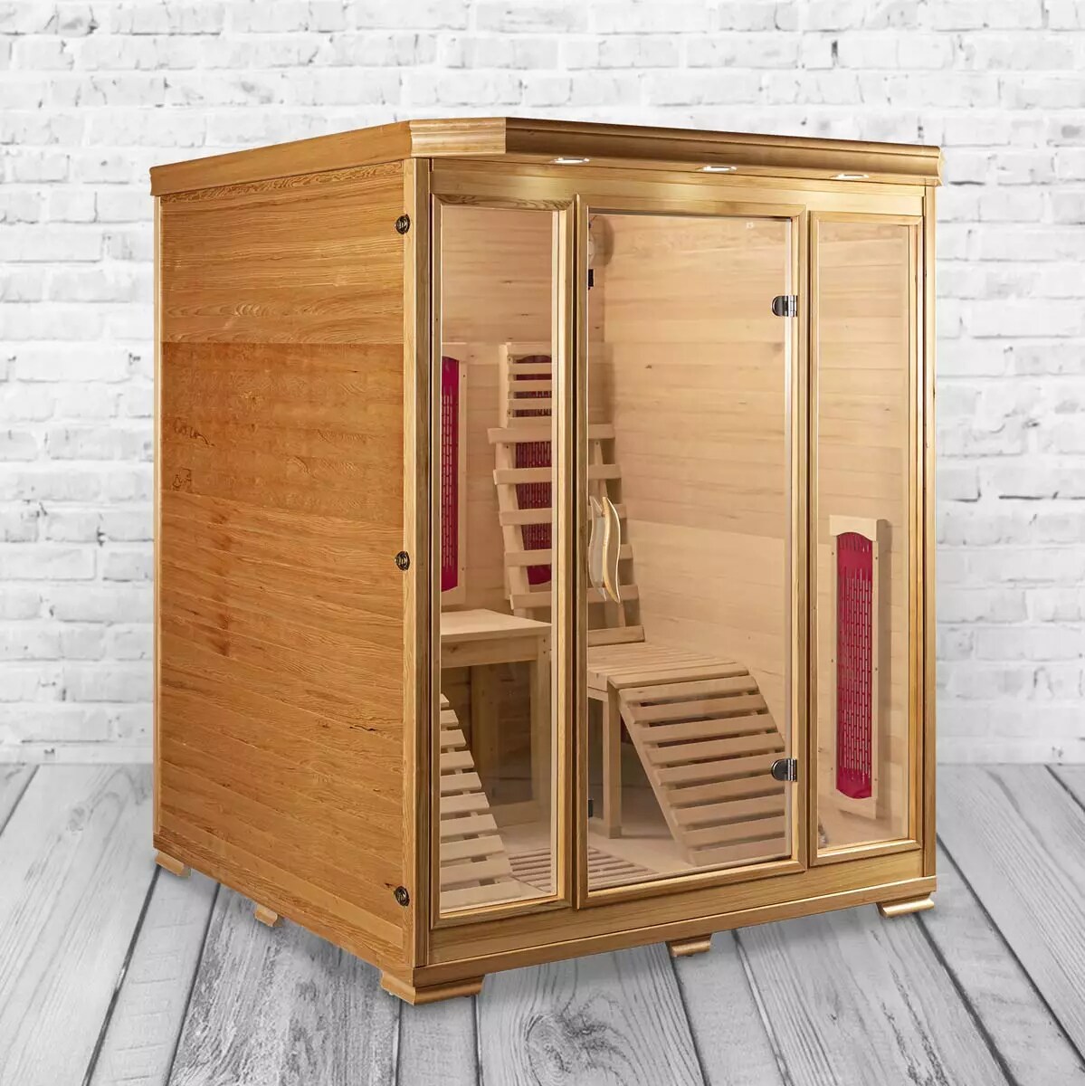 PureHaven Infrarotkabine für 2 Personen 150x150x190 cm Hemlock-Tanne Tiefenwärmestrahle
