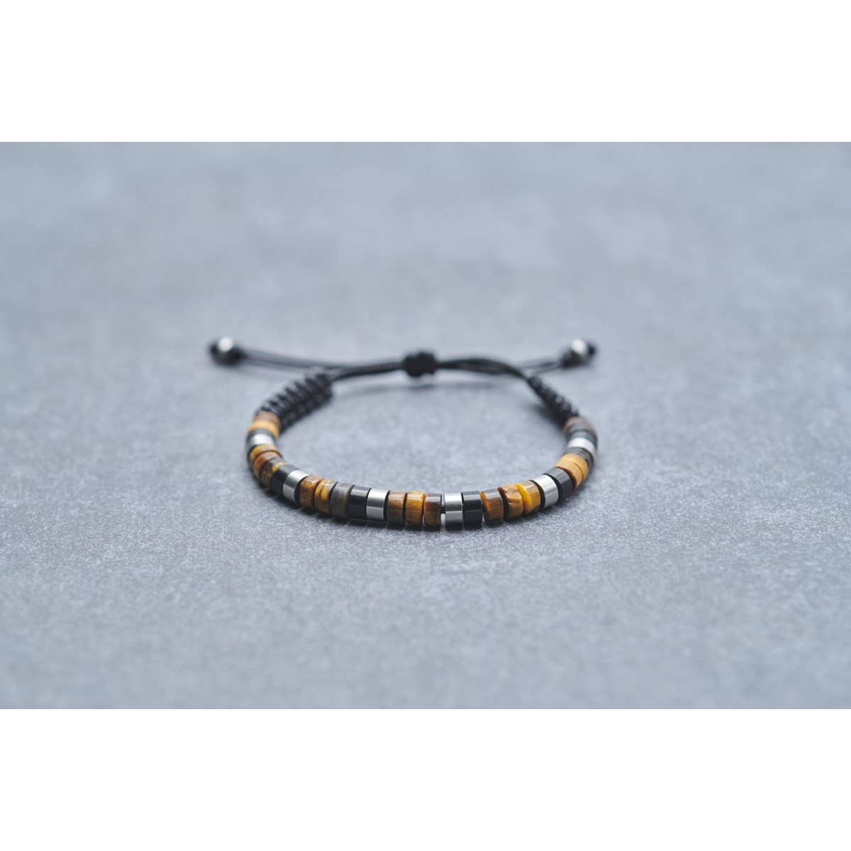 Bracelet souple Edgar en Acier 316L avec oeil de tigre synthétique marron
