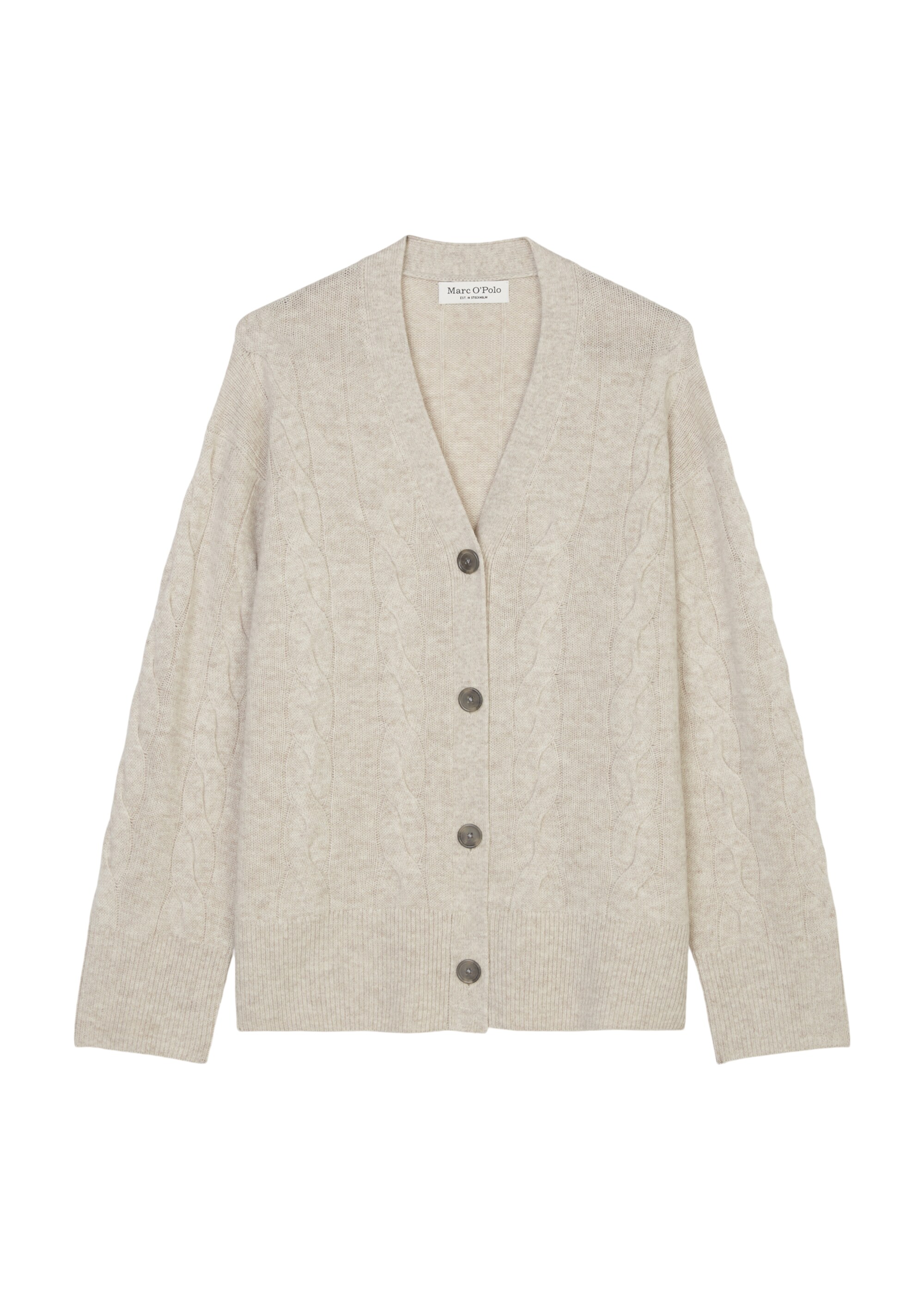 Zopfmuster-Cardigan oversize aus Schurwolle-Kaschmirwolle-Mix