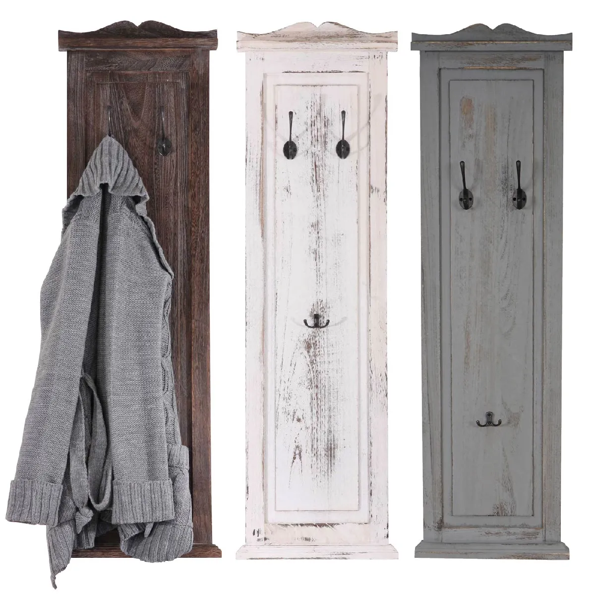 Mendler 2x patère, portemanteau - Gris shabby