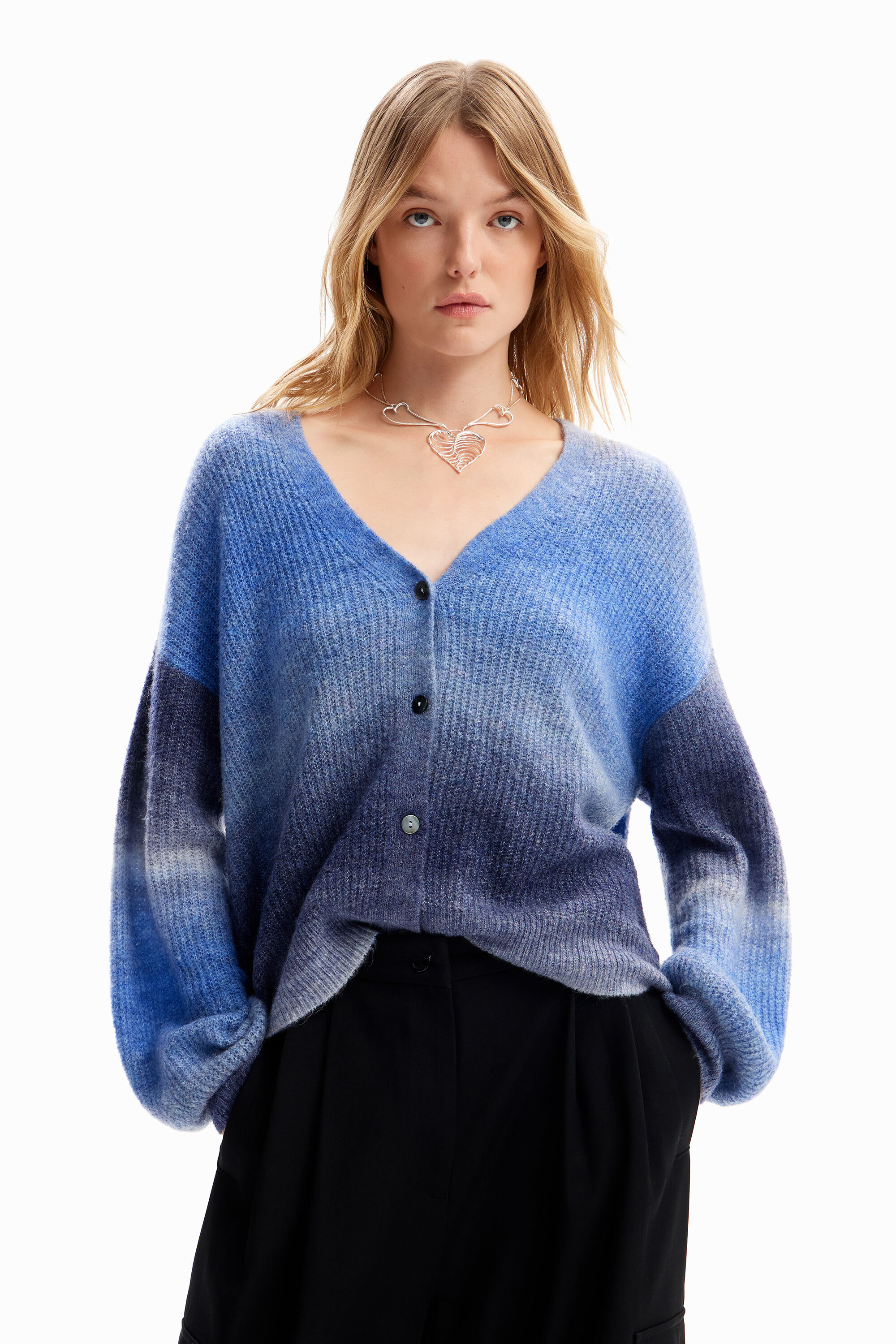 Cardigã oversized com degradê