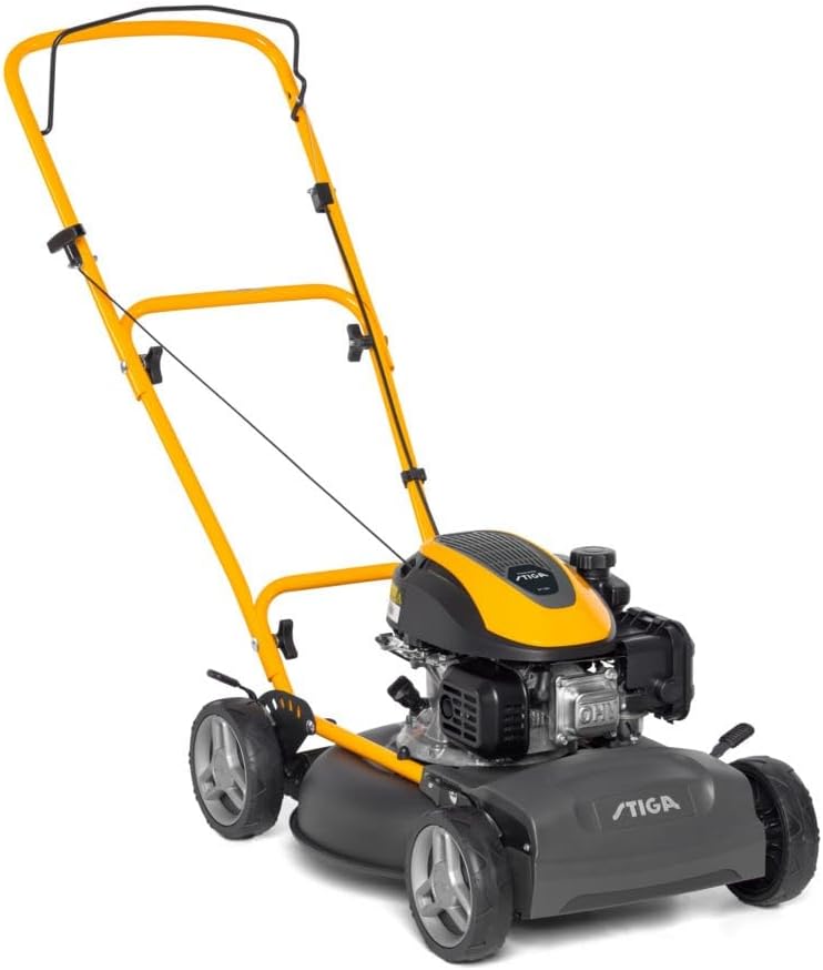 STIGA Multiclip 47 – Mulch-Rasenmäher ohne Antrieb, 45 cm Schnittbreite, 123-cm³-Benzinmotor, klappbarer Griff, 5 Schnitthöhen