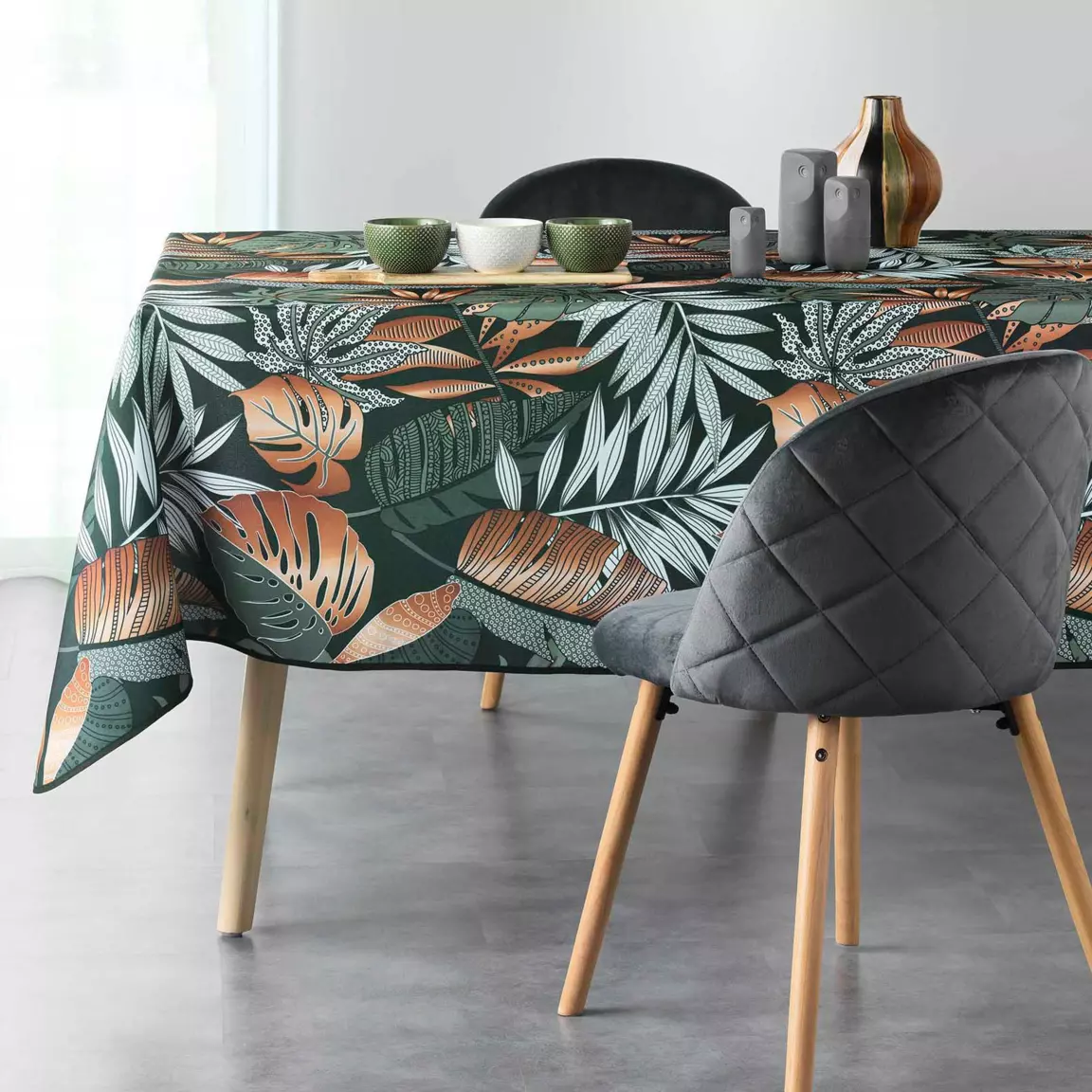 Nappe rectangulaire anti tache (150 x 240 cm) Alianor Vert kaki
