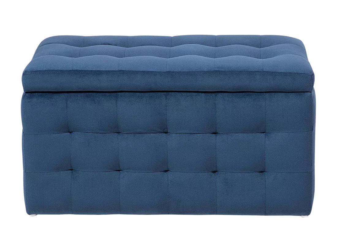 Pouf de rangement MICHIGAN Velours 72 cm 42 cm Bleu foncé