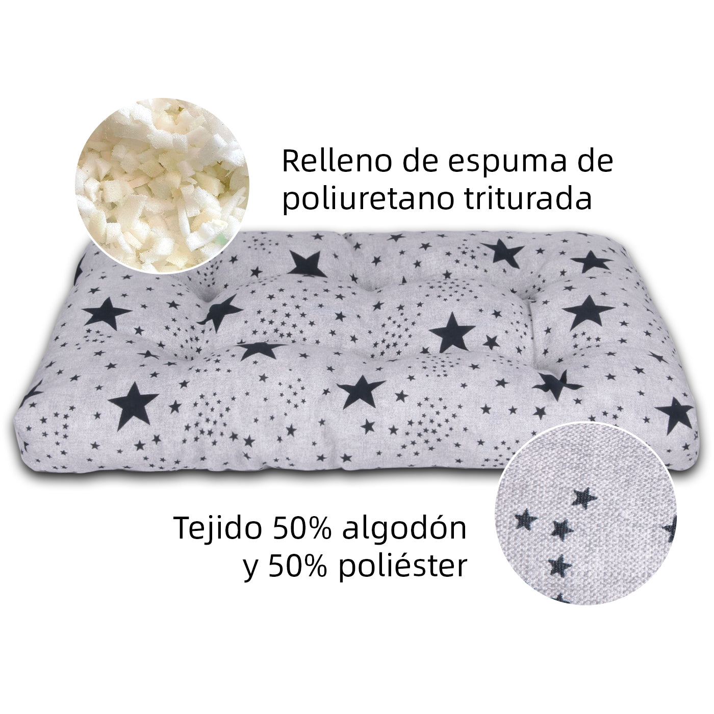 HOME MERCURY - Cama para animais de estimação, colchão para cães, tapete reversível estampado com enchimento de espuma para uso interno e externo (médio, estrelas)