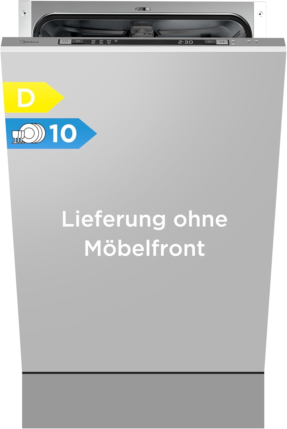Midea MDWEB1014K Spülmaschine Vollintegriert 45 cm, 10 Maßgedecke, 8 Programme, Verstellbarer Oberkorb, LED Display, Halbe Ladung, Startverzögerung, Geschirrspüler Einbaugerät mit WIFI