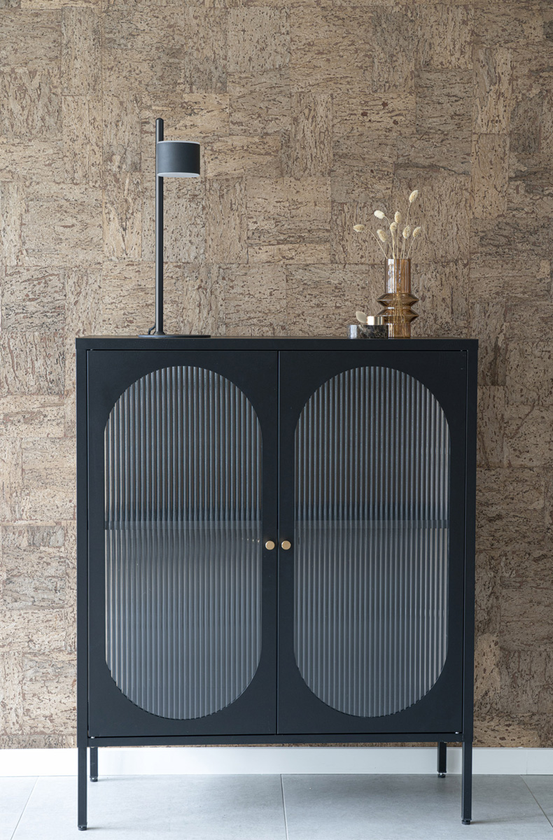 Metalen vitrinekast Abbey - 90 x 110 cm Zwart