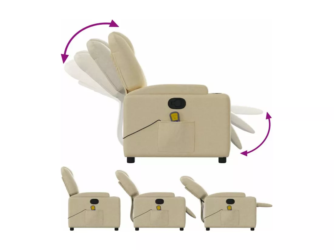 Fauteuil de massage inclinable Crème Tissu