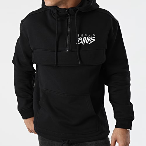 Sweat Outdoor Col Zippé Seven Noir