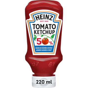 Heinz Tomato Ketchup 50% Minder Suikers en Zout 220 ml