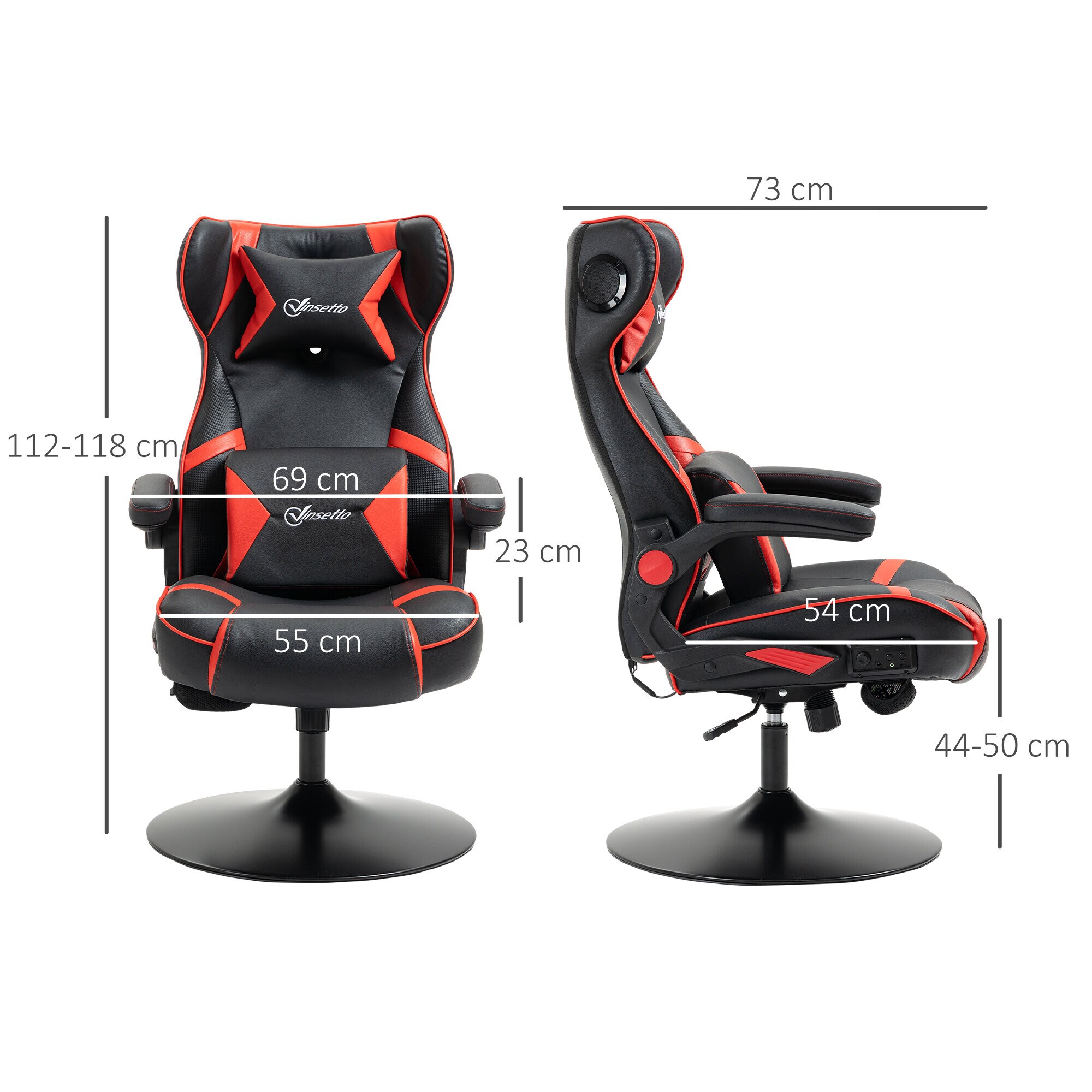 Vinsetto Gamingsessel mit Lautsprecher 69L x 73B x 118H cm