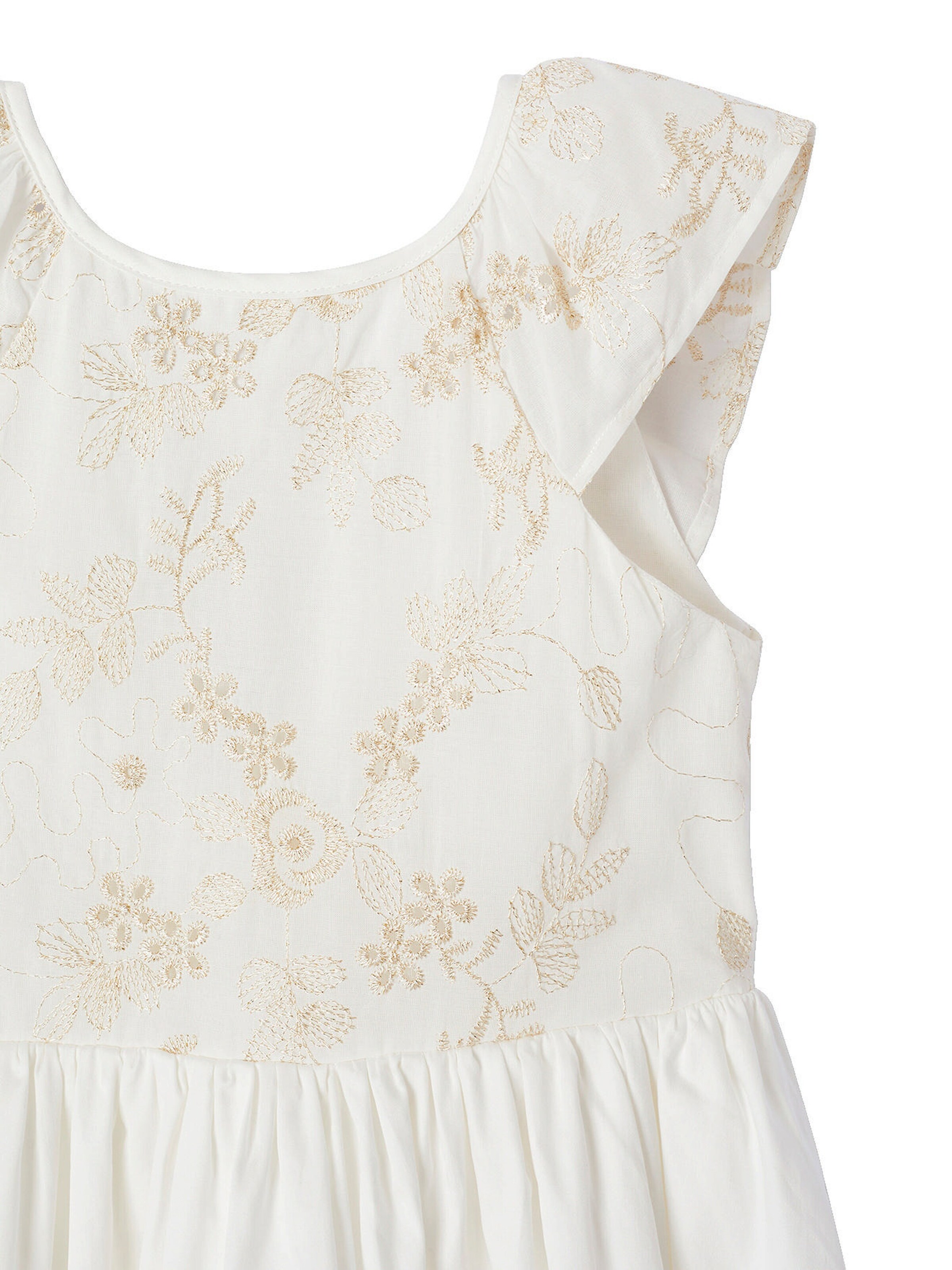 Vertbaudet Mädchen Festkleid mit gestickten Glanz-Blumen weiß