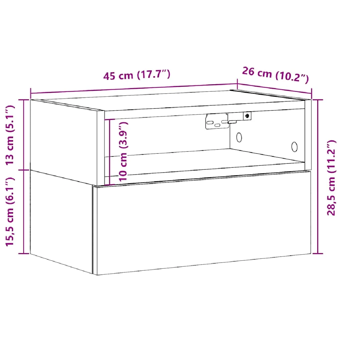 vidaXL Table de chevet murale - Vieux bois