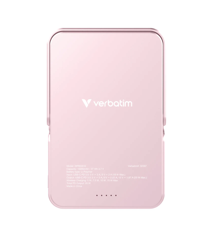 (15W) 10000mAh Change 'n' Go Magnetische MagSafe Powerbank USB C PD Ladegerät   Standfuss (32267) - Pink