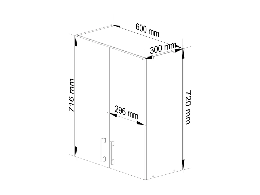 Armoires de cuisine haute AKORD W60 LIMA H720 Blanc 60 cm 2 portes façade Chêne Sonoma 2 étagères 60x30,5x72 cm
