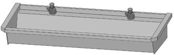 Intersan Sanilav muurwastrog m. zelfsluitende wastafelkraan 180cm 3-personen RVS
