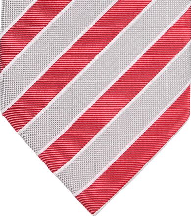 Stropdas Zijde Rood Grijs Streep 81-810011 Das kopen