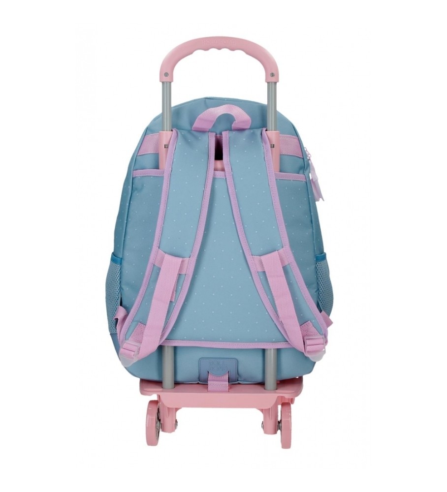 Roll Road Mochila Escolar Roll Road Peace Dos Compartimentos con carro azul, rosa