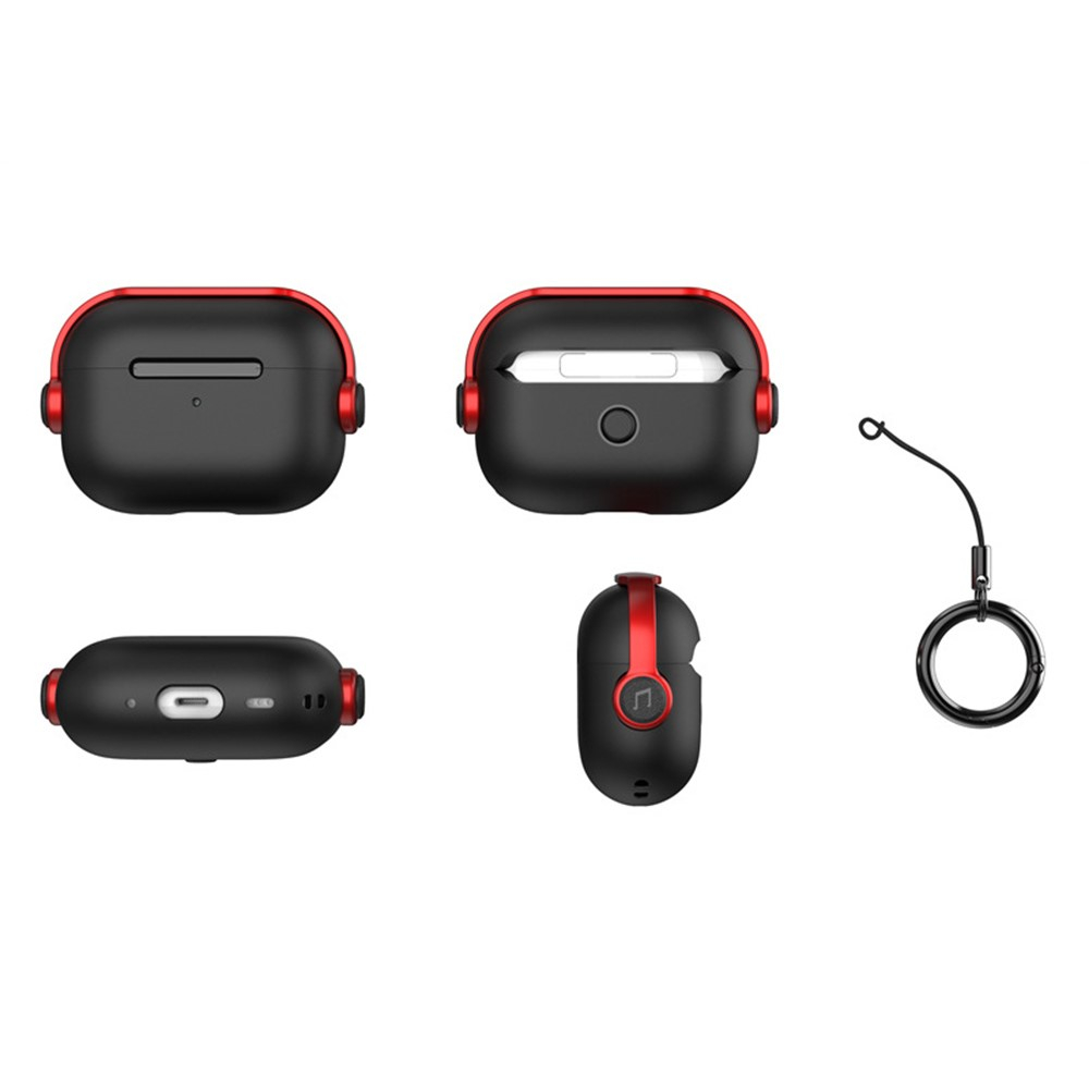 AirPods Pro 2 / AirPods Pro Hybrid Gummi Case Schutzhülle mit Karabinerhaken Kopfhörer Design - Schwarz / Grün