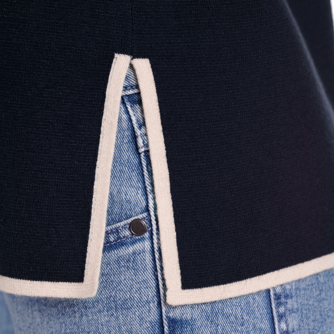 Gina Benotti Damen Pullover mit Kontraststreifen dunkelblau