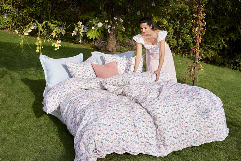 Vårdugg kreppsengesett 140x200 cream/rosa