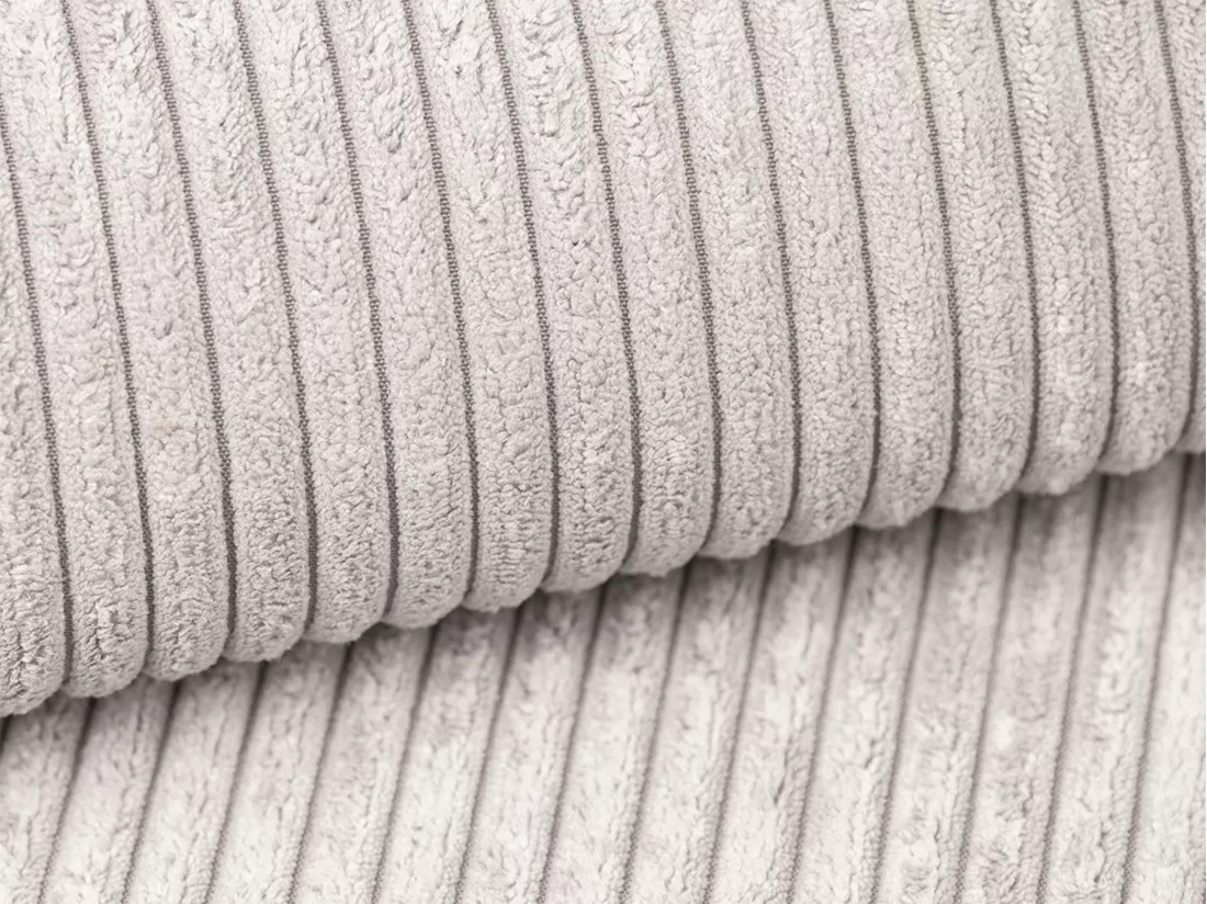 Canapé d'angle droit convertible en velours côtelé beige ZOMELA