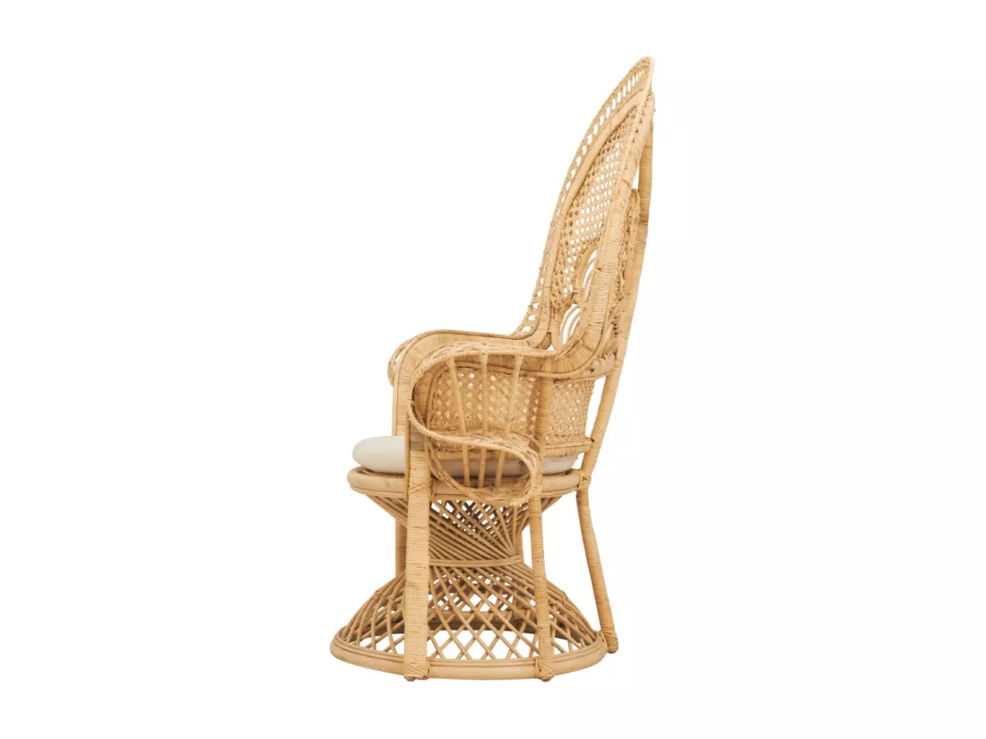 Fauteuil en rotin naturel et coussin blanc - Eloa