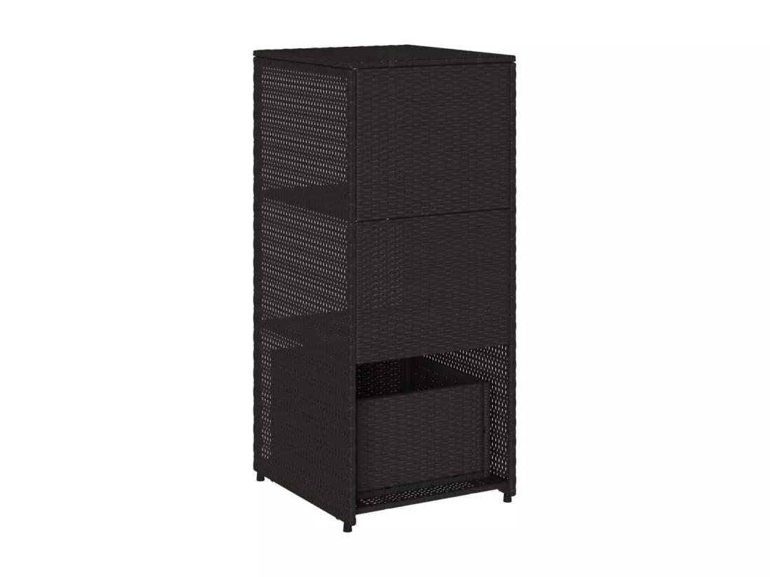 Armoire de rangement de jardin noir 50x55x115 cm résine tressée