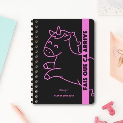 Agenda Mr Wonderful Fais que ça arrive noir - 1 semaine sur 2 pages - 15 x 22 cm - Viquel