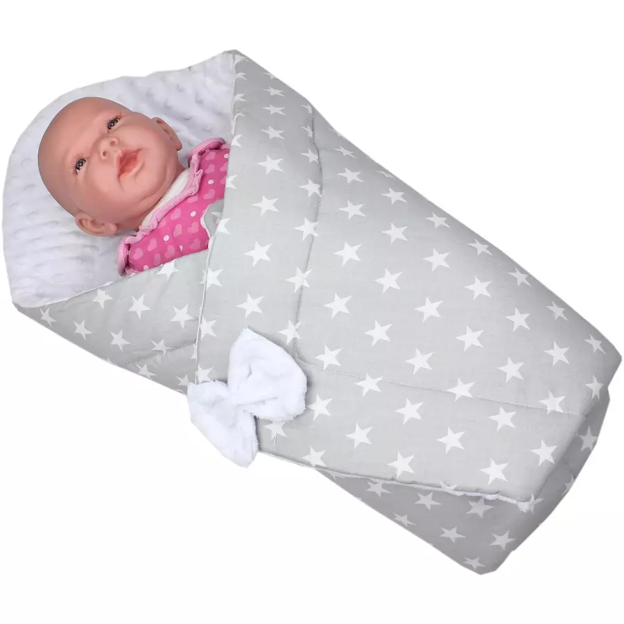 TupTam Baby Winter Einschlagdecke Warm Wattiert Minky hellgrau