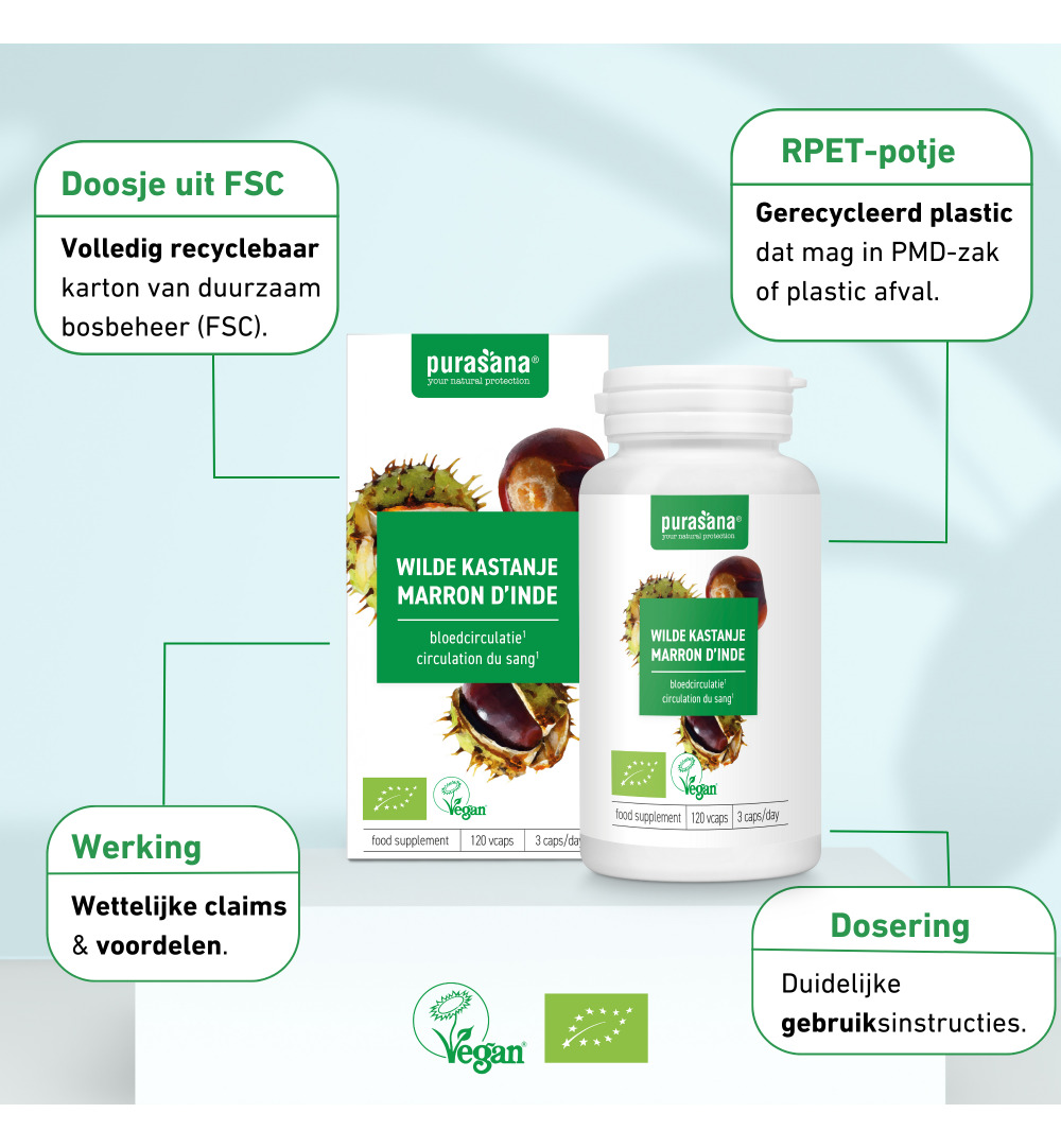 Purasana Wilde Kastanje/Marron D’Inde Vegan Bio (120 vega capsules)