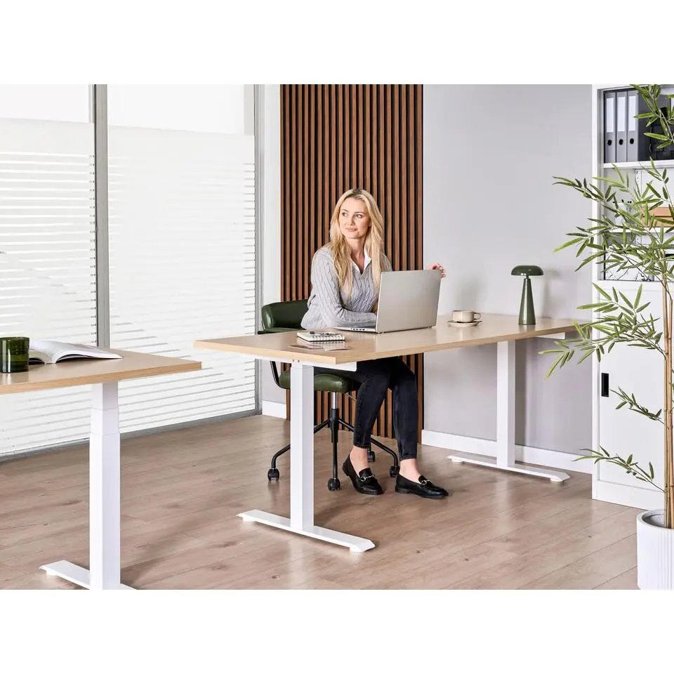 DESTINES - Elektr bureau - Wit/Lichtbruin - 180 x 72 cm - Vezelplaat